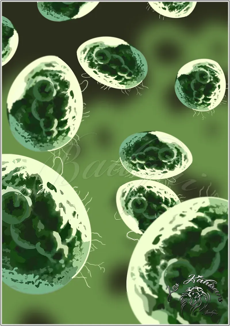 Dessin de cyanobacteries vues aux microscope
